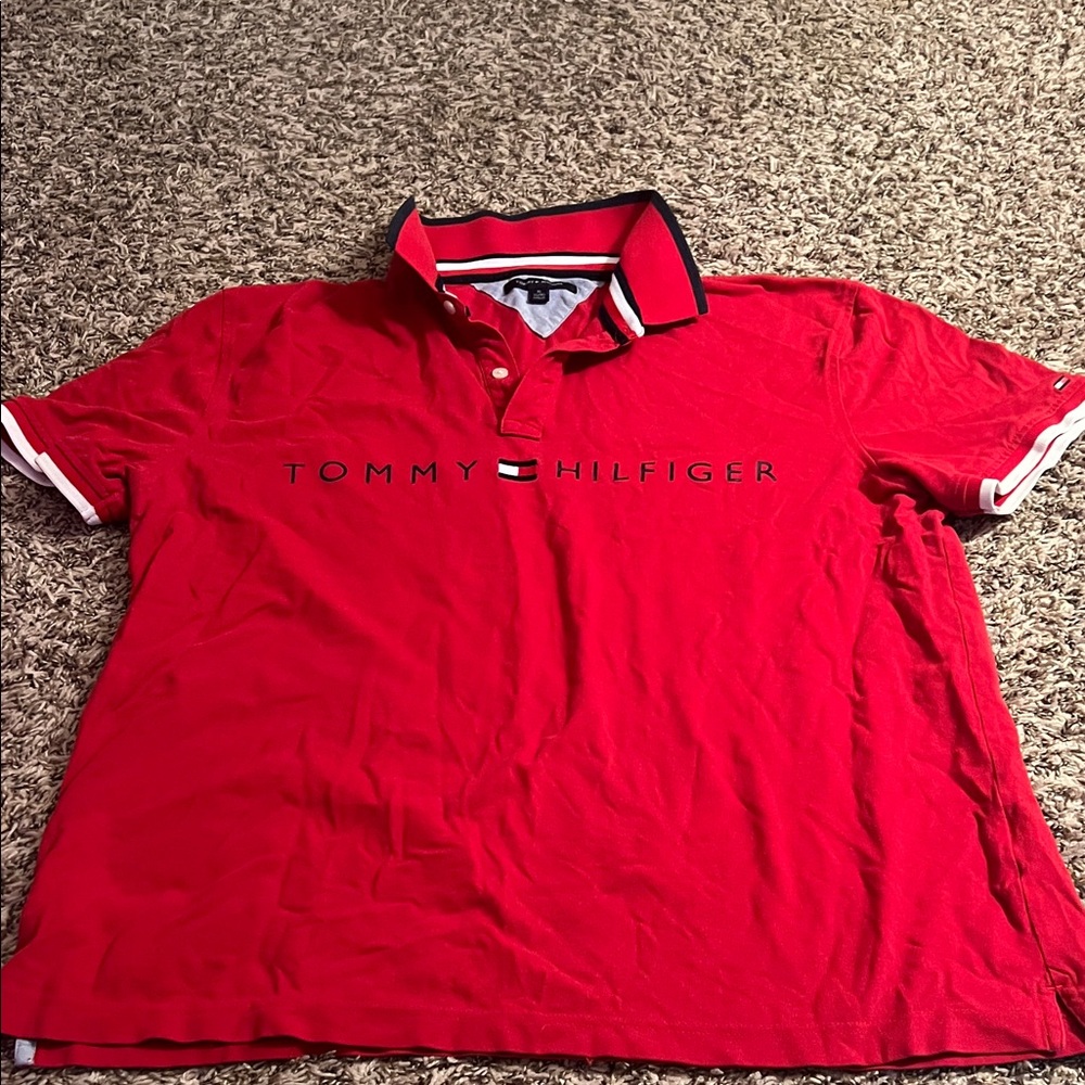 Vintage Tommy Hilfiger Red Polo with Contrast Trim